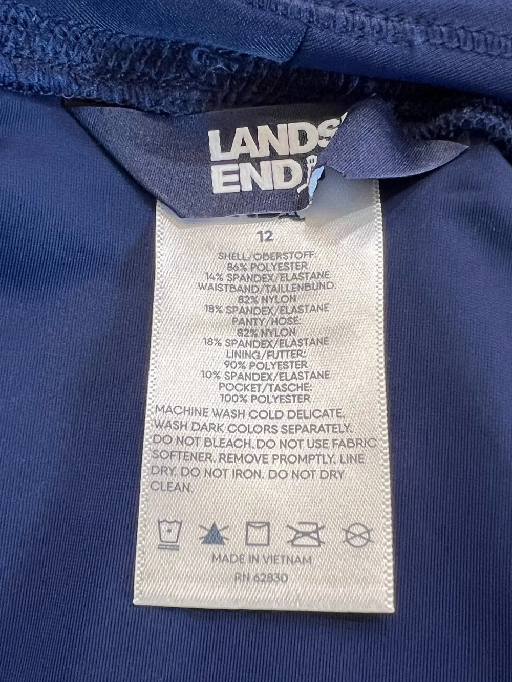 Lands’ End Navy Blue Quick Dry Athletic Shorts Size 12